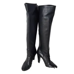 Jimmy Choo Black Leather Knee High Boots 38.5