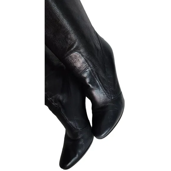Jimmy Choo Black Leather Knee High Boots 38.5