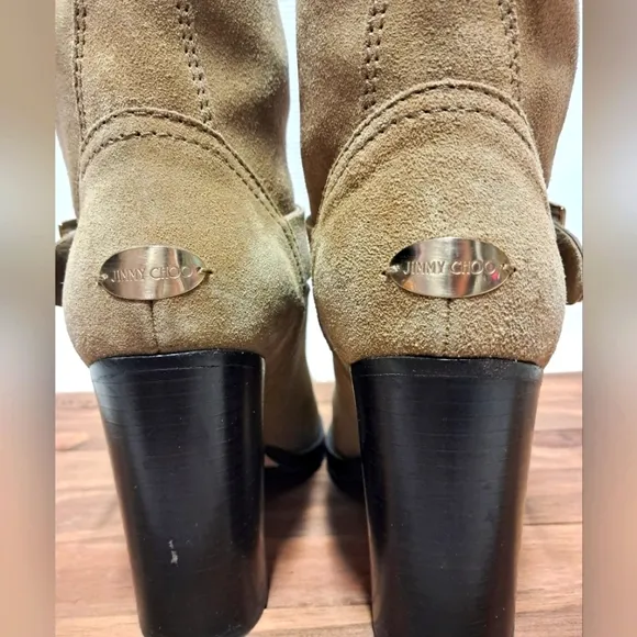 Jimmy Choo DART Tan Suede Biker Boots Size 7