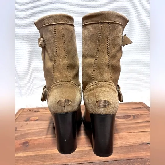 Jimmy Choo DART Tan Suede Biker Boots Size 7