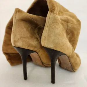 JIMMY CHOO Women's Over the Knee High Heel Tan Suede Round Toe Boots size 37