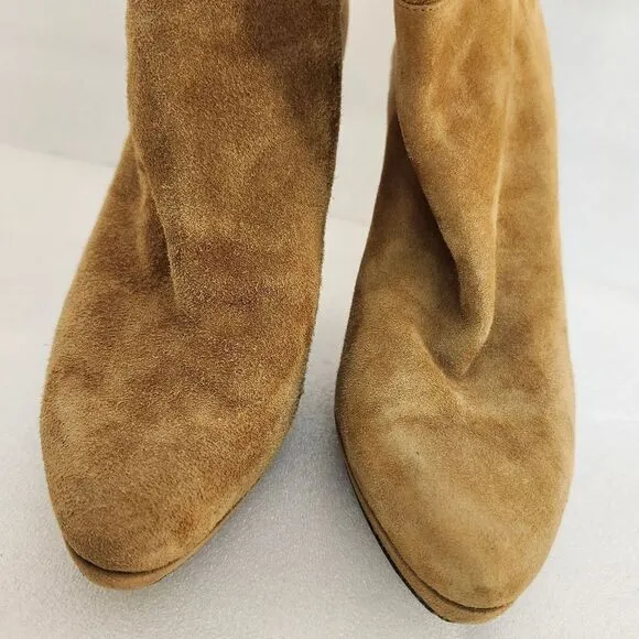 JIMMY CHOO Women's Over the Knee High Heel Tan Suede Round Toe Boots size 37