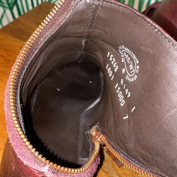 John Fluevog Ruth Burgundy Leather Zip Ankle Boots Women’s 7
