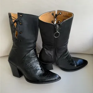 John Fluevog  Women's Black Leather Lace Up Rare  Boots Size 9