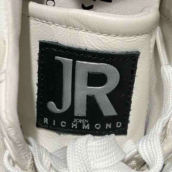 John Richmond  Rhinestone Embellished Leather Fashion Sneaker White Size 36 New