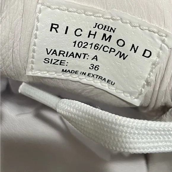 John Richmond  Rhinestone Embellished Leather Fashion Sneaker White Size 36 New