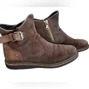 John Varvatos Leather Lug Winter Zip Boots, brown, size 10 M