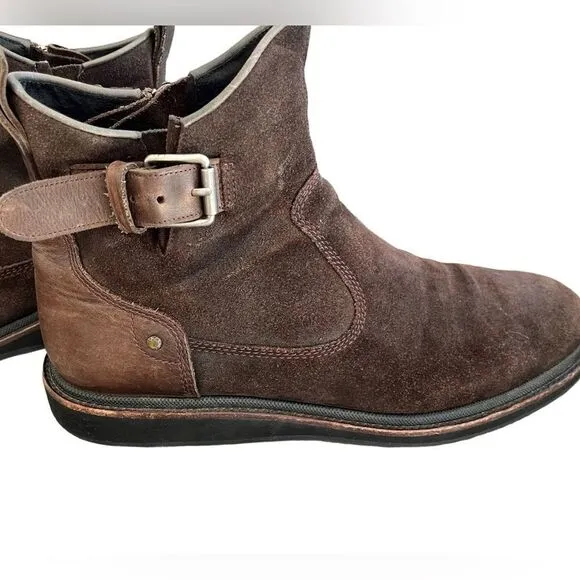 John Varvatos Leather Lug Winter Zip Boots, brown, size 10 M