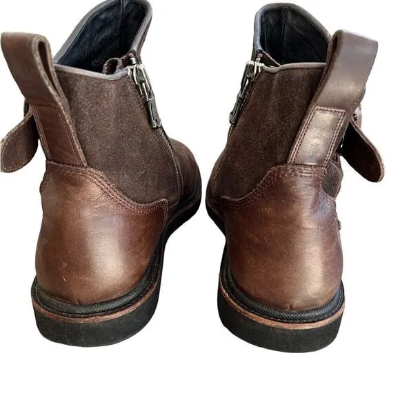John Varvatos Leather Lug Winter Zip Boots, brown, size 10 M