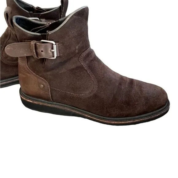 John Varvatos Leather Lug Winter Zip Boots, brown, size 10 M