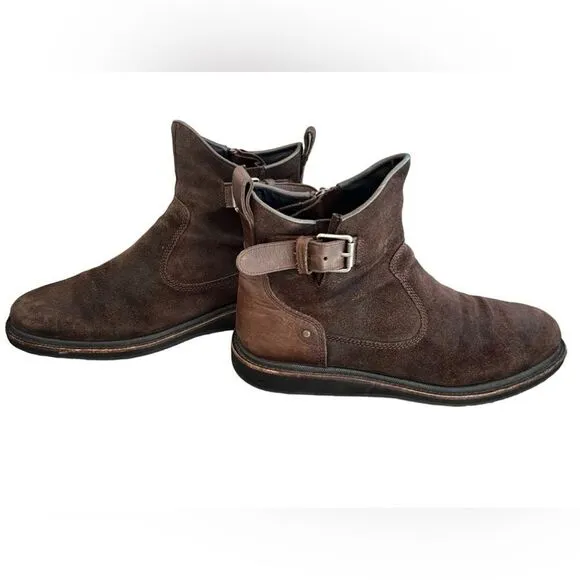 John Varvatos Leather Lug Winter Zip Boots, brown, size 10 M