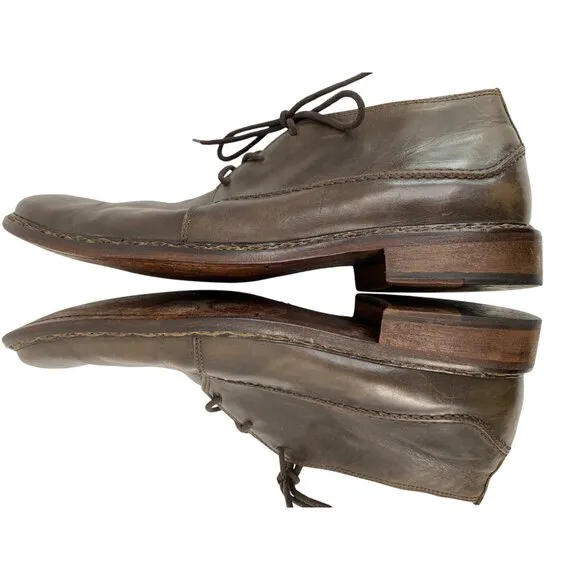 John Varvatos Mens Brown Leather Lace-Up Shoes Size 11 Handmade Italy VTG 8768