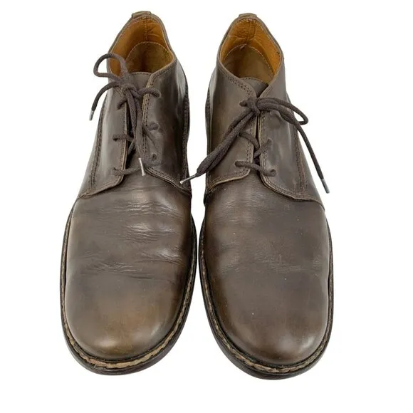 John Varvatos Mens Brown Leather Lace-Up Shoes Size 11 Handmade Italy VTG 8768