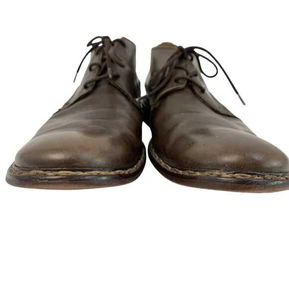 John Varvatos Mens Brown Leather Lace-Up Shoes Size 11 Handmade Italy VTG 8768