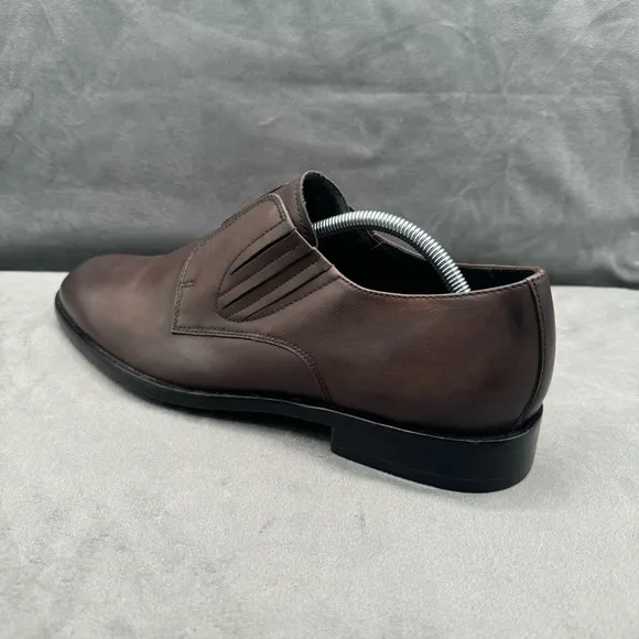 JOHN VARVATOS NYC Cut Espresso Leather Slip-On Derby Shoe Size 10M‎