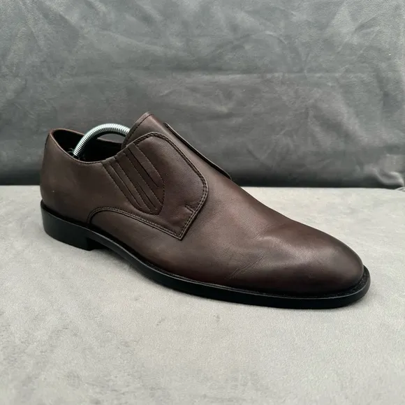 JOHN VARVATOS NYC Cut Espresso Leather Slip-On Derby Shoe Size 10M‎