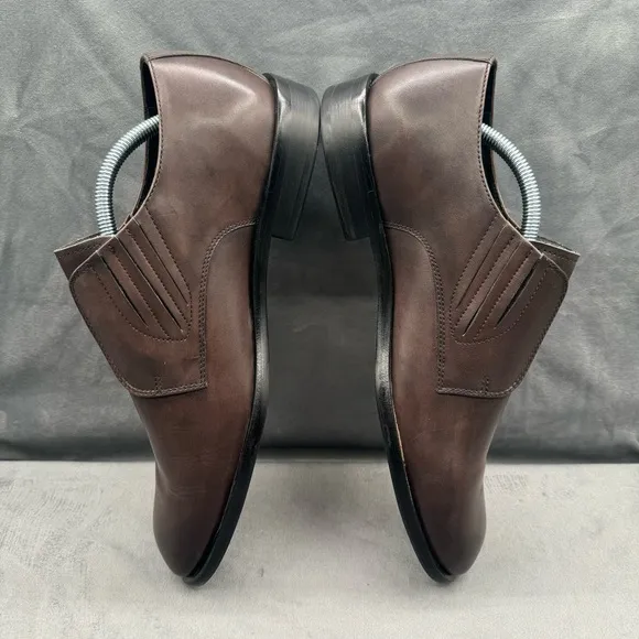 JOHN VARVATOS NYC Cut Espresso Leather Slip-On Derby Shoe Size 10M‎
