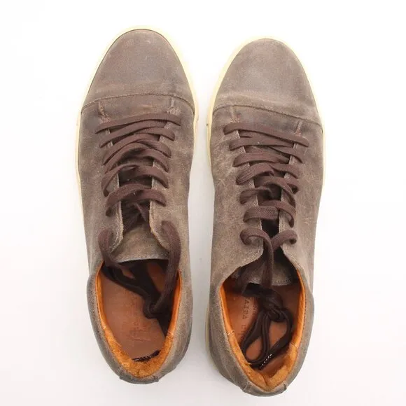 John Varvatos Reed 315 Men's 11.5 Brown Gray Waxed Suede Leather Sneakers