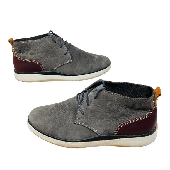 Johnson &amp; Murphy Mens Boots Farley 25-2757 Nubuck Leather Chukka‎ Gray Size 11M