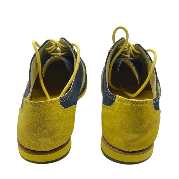 Johnston &amp; Murphy Derby Oxford Suede Shoes Blue Yellow Lime Women’s Size 8.5