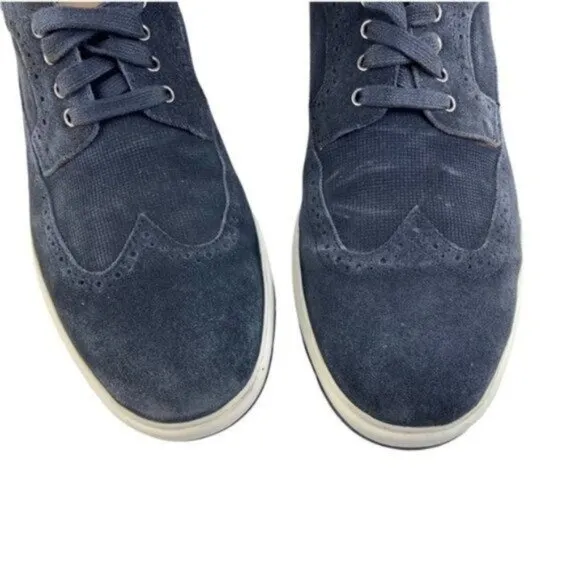 Johnston &amp; Murphy Elliston Wingtip Blue Suede Sneakers w/ Brogue Detailing