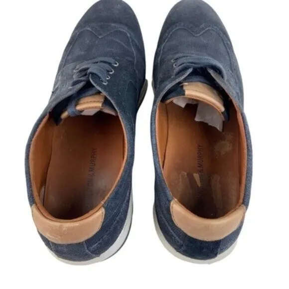 Johnston &amp; Murphy Elliston Wingtip Blue Suede Sneakers w/ Brogue Detailing