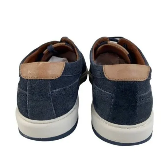 Johnston &amp; Murphy Elliston Wingtip Blue Suede Sneakers w/ Brogue Detailing