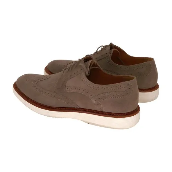 Johnston &amp; Murphy Jameson Short Wing Tip Taupe Italian Suede 11 M