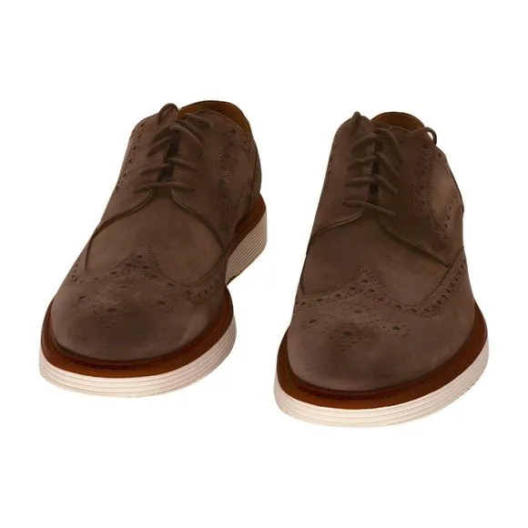 Johnston &amp; Murphy Jameson Short Wing Tip Taupe Italian Suede 11 M