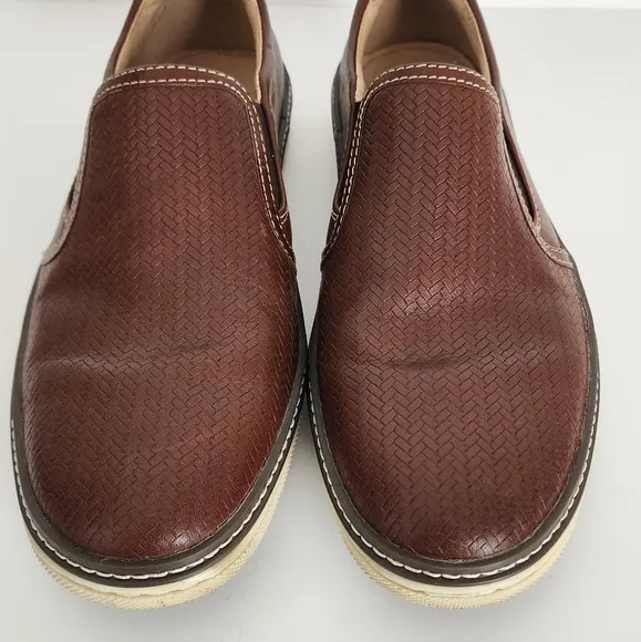 Johnston &amp; Murphy McGuffey Woven Men’s 8M Brown Leather Slip-On Shoes