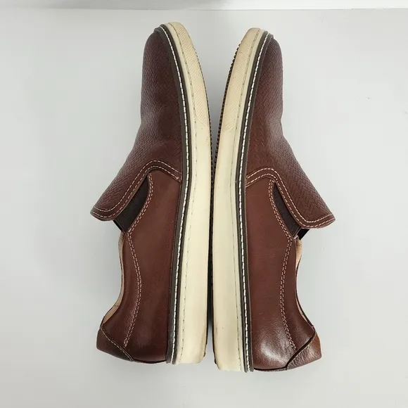 Johnston &amp; Murphy McGuffey Woven Men’s 8M Brown Leather Slip-On Shoes