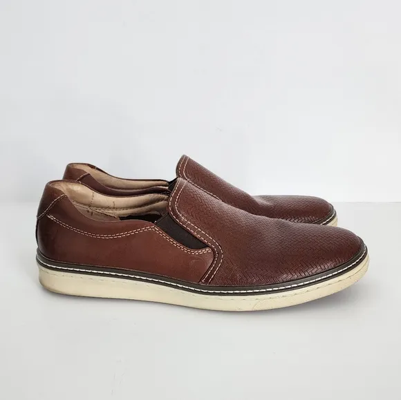 Johnston &amp; Murphy McGuffey Woven Men’s 8M Brown Leather Slip-On Shoes