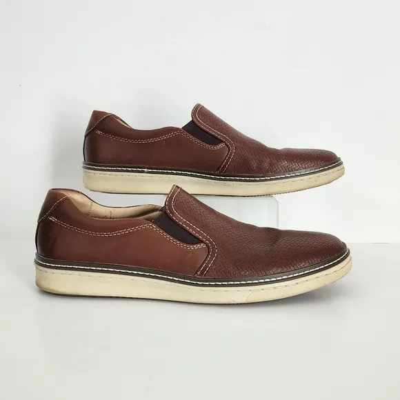 Johnston &amp; Murphy McGuffey Woven Men’s 8M Brown Leather Slip-On Shoes