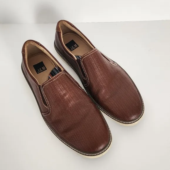 Johnston &amp; Murphy McGuffey Woven Men’s 8M Brown Leather Slip-On Shoes