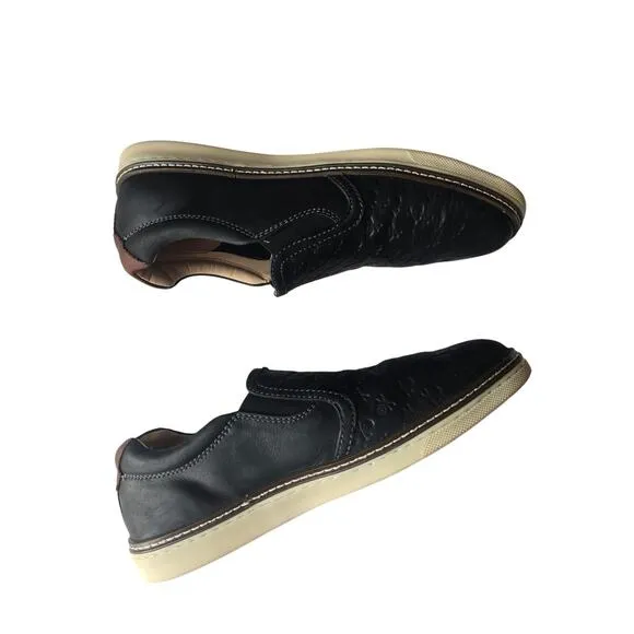 Johnston &amp; Murphy Men's McGuffey Skull Embossed Slip-On Shoes 9 1/2 M