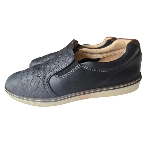 Johnston &amp; Murphy Men's McGuffey Skull Embossed Slip-On Shoes 9 1/2 M