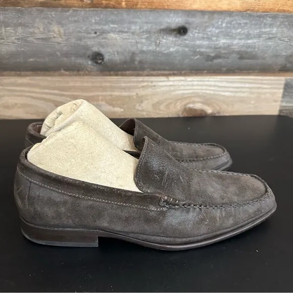 Johnston &amp; Murphy Mens Size 10M Slip On Loafers Brown Suede Sheepskin Leather