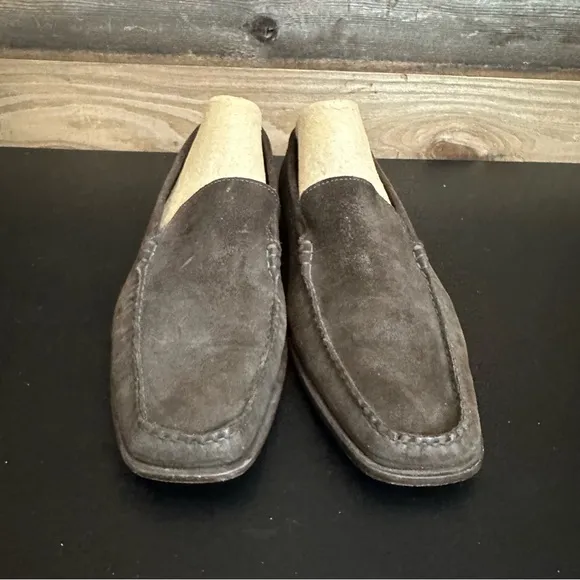 Johnston &amp; Murphy Mens Size 10M Slip On Loafers Brown Suede Sheepskin Leather
