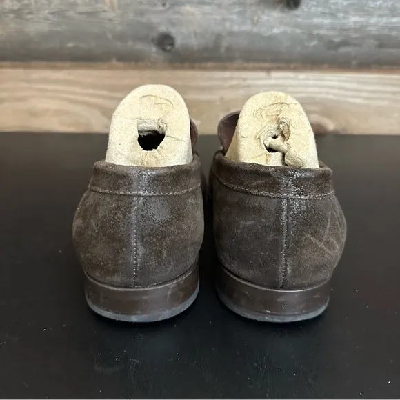 Johnston &amp; Murphy Mens Size 10M Slip On Loafers Brown Suede Sheepskin Leather