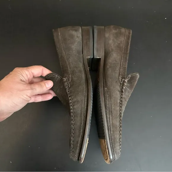 Johnston &amp; Murphy Mens Size 10M Slip On Loafers Brown Suede Sheepskin Leather