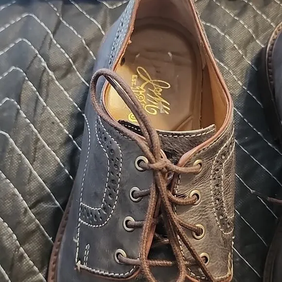 JOHNSTON MURPHY 1801 GENUINE LEATHER DERBY'S DARK BLUE/BROWN MENS9.5 MADE INDIA