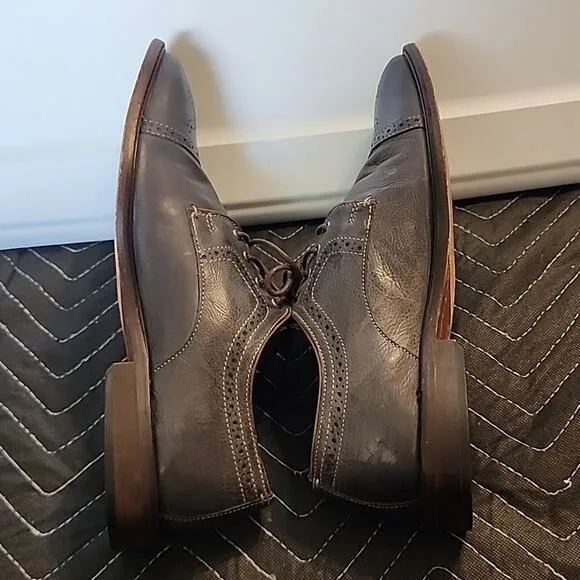 JOHNSTON MURPHY 1801 GENUINE LEATHER DERBY'S DARK BLUE/BROWN MENS9.5 MADE INDIA