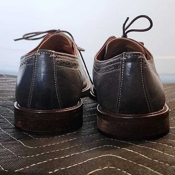 JOHNSTON MURPHY 1801 GENUINE LEATHER DERBY'S DARK BLUE/BROWN MENS9.5 MADE INDIA