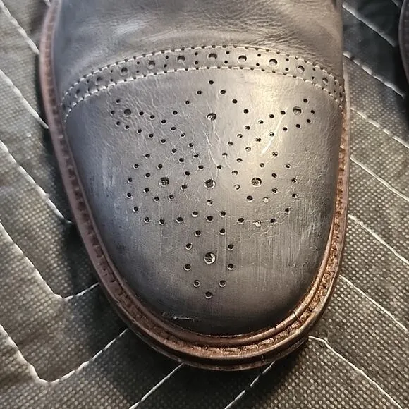 JOHNSTON MURPHY 1801 GENUINE LEATHER DERBY'S DARK BLUE/BROWN MENS9.5 MADE INDIA