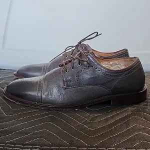 JOHNSTON MURPHY 1801 GENUINE LEATHER DERBY'S DARK BLUE/BROWN MENS9.5 MADE INDIA