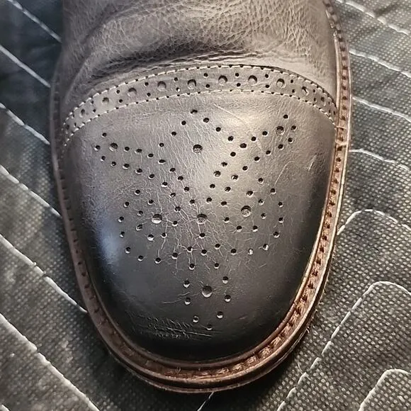 JOHNSTON MURPHY 1801 GENUINE LEATHER DERBY'S DARK BLUE/BROWN MENS9.5 MADE INDIA