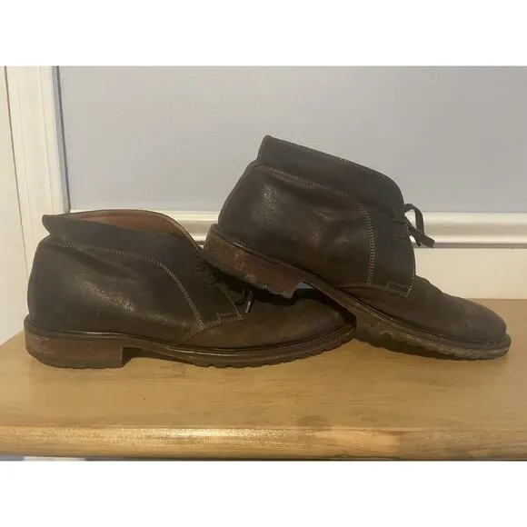 JOHNSTON MURPHY 241710 Brown Distressed Leather Ankle Boots Size 10 Italy Made