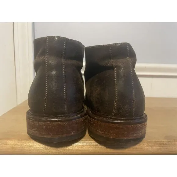 JOHNSTON MURPHY 241710 Brown Distressed Leather Ankle Boots Size 10 Italy Made
