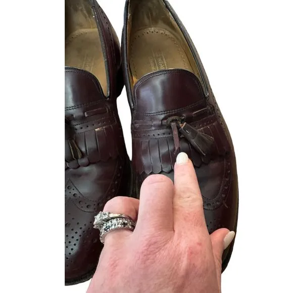 Johnston Murphy Limited Collection Burgundy Leather Wingtip Shoes Men's size 10