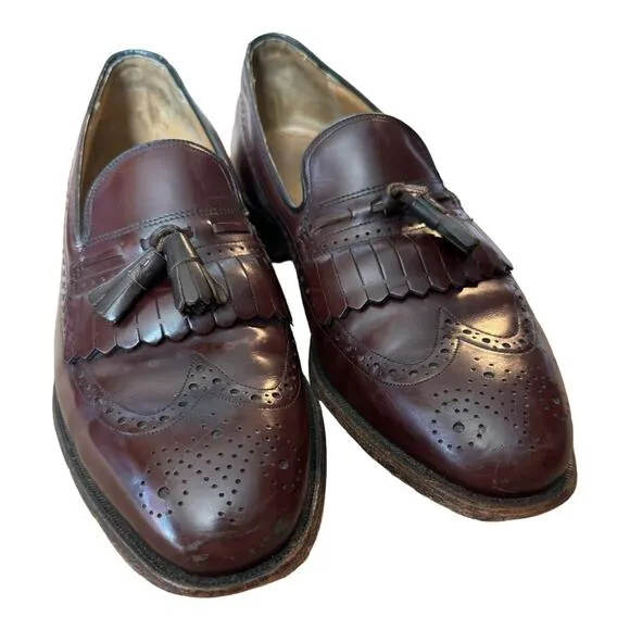 Johnston Murphy Limited Collection Burgundy Leather Wingtip Shoes Men's size 10